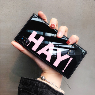 适用于苹果15promax方形14Plus手机壳iphone13pro网红12mini玻璃11XRS保护套78p