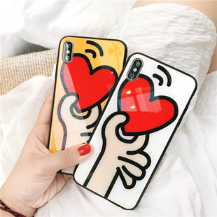 抖音网红适用于苹果15promax玻璃14Plus手机壳iphone13promax奢华12保护套11XRS爱心