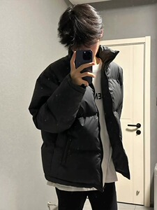 森马集团黑色美式工装羽绒服男款冬季加厚轻薄棉服外套cleanfit立