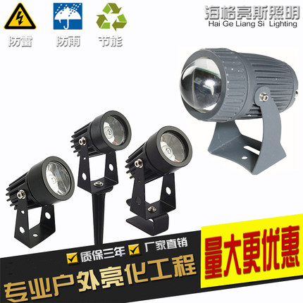 LED投光灯 防水投射灯户外小射灯瓦楞瓦片灯插泥地插灯一束光聚光