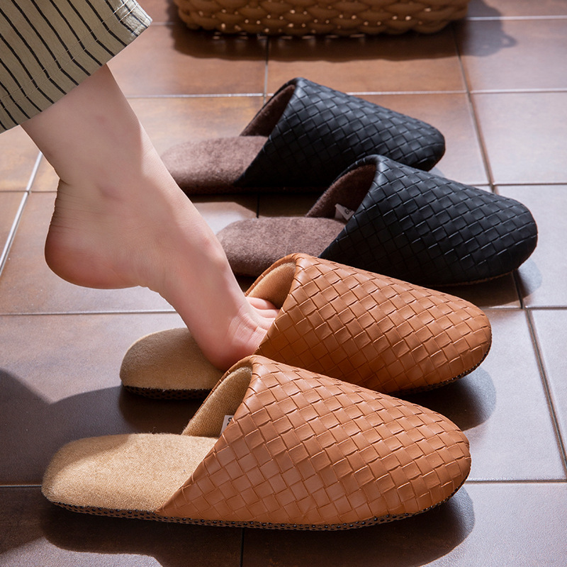 韩国棉拖鞋女款秋冬季家居pu防水保暖毛绒软底静音棉拖男冬天家用