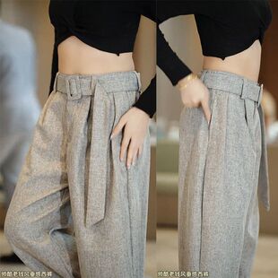 男打褶弯刀宽松阔腿裤 帅酷老钱风男士 暖调垂感休闲西裤 秋季 休闲裤