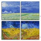 凡高世界名画梵高名著复制装 饰画无框板画麦田群鸦客厅书房壁挂画