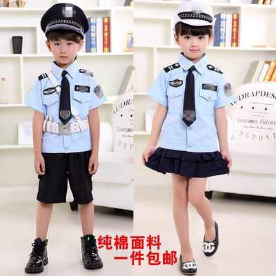 幼儿警察演出服男女小交警制服警官衣服六一舞蹈服角色扮演表演服