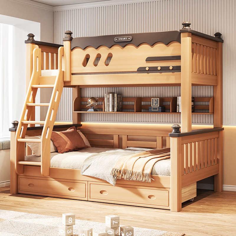 全实木上下铺双层床榉木高低床儿童子母床小户型双层床两层上下床,住宅家具,高低/子母床,淘宝优惠券,粉丝福利购,淘宝优惠卷