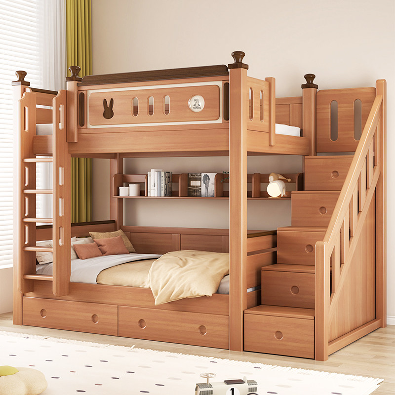 上下铺同宽平行床实木全红檀木儿童高低床小户型双层床两层上下床,住宅家具,高低/子母床,淘宝优惠券,粉丝福利购,淘宝优惠卷