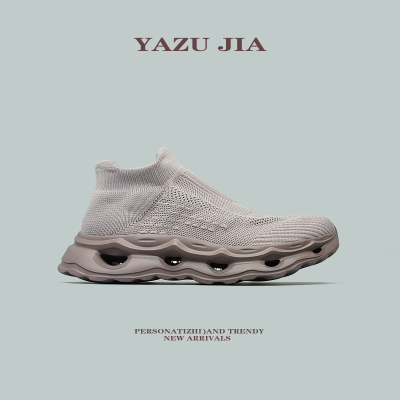 稀缺捡漏好货轻便厚底一脚蹬中帮袜子鞋男女情侣款百搭健身慢跑鞋