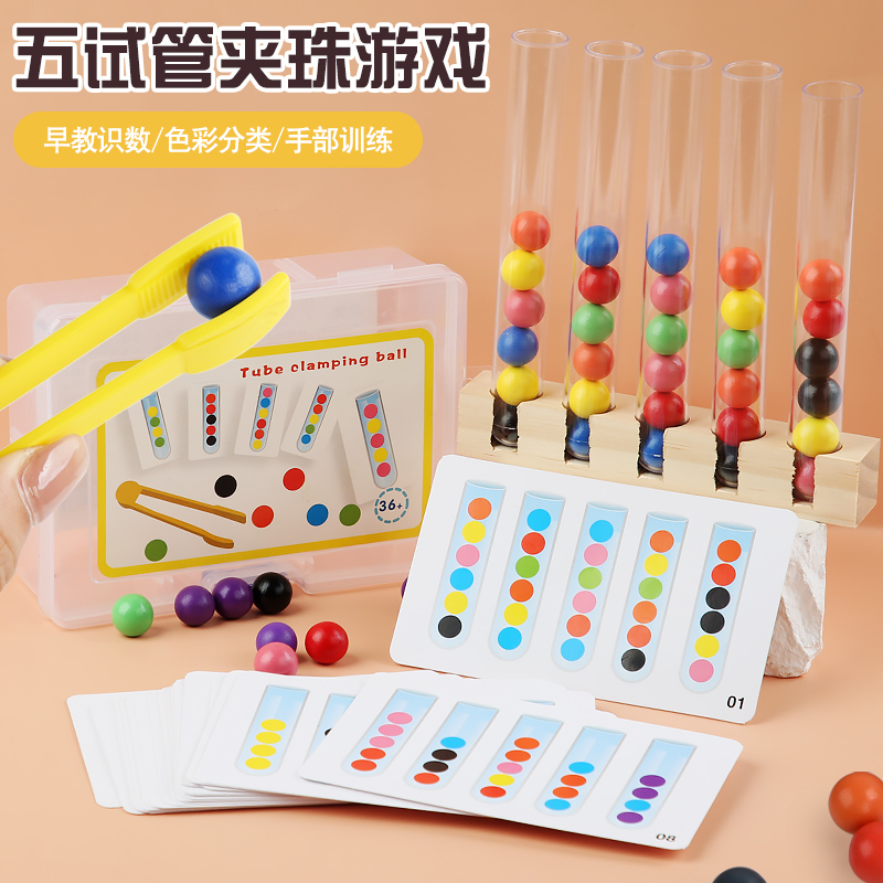 格子部试管珠子专注力颜色认知