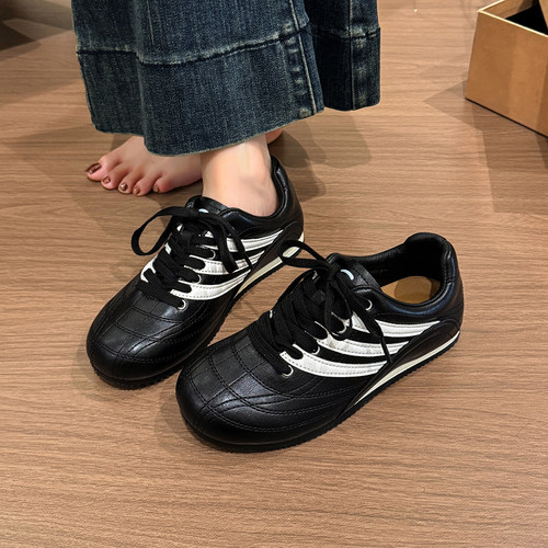 老钱风女鞋秋黑色德训鞋女款2026新款通勤百搭不累脚休闲0916e