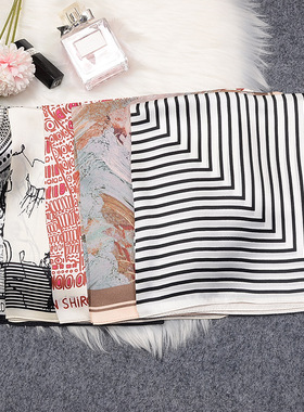 丝巾真丝丝巾春季时尚百搭真丝方巾高级感围巾女显白护颈围脖