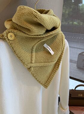100%澳洲羊毛冬款围巾纽扣围巾脖套披肩两用冬季新款保暖百搭送礼