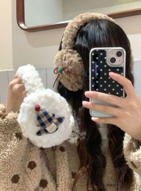 韩版可爱学生羊羔毛蝴蝶结冬季户外防风保暖基本式耳罩厂家现货