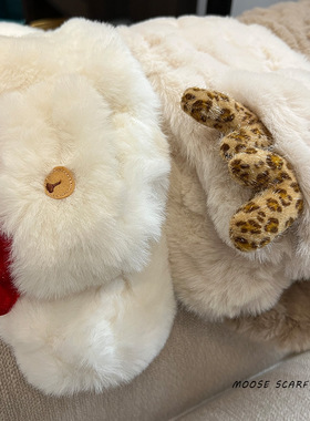 小可爱！纯手工韩国正版麋鹿环保皮草懒人围脖保暖情侣围巾冬季女