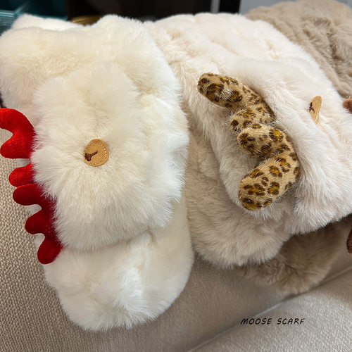 小可爱！纯手工韩国正版麋鹿环保皮草懒人围脖保暖情侣围巾冬季女