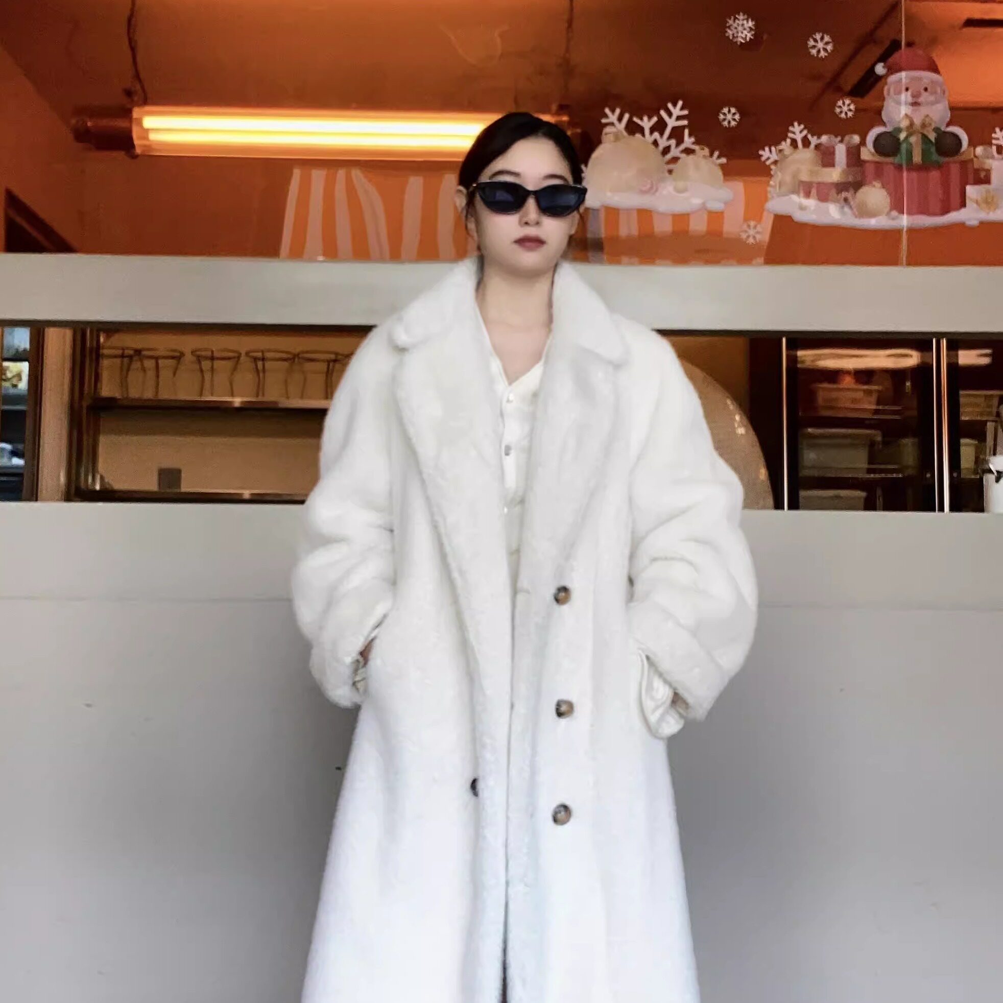 可机洗！2024秋冬西服领仿水貂绒皮毛一体毛毛环保皮草女外套大衣