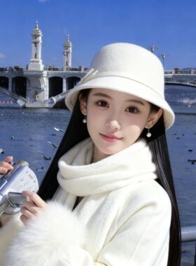 法式复古白色礼帽发饰赫本风留洋大小姐帽子秋冬小香风盆帽配饰