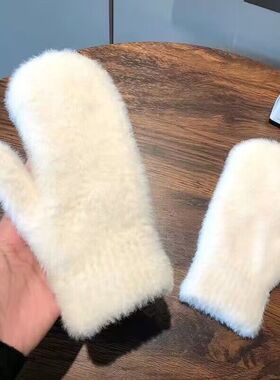 冬款手套女加绒加厚保暖手套韩版连指秋冬季防寒保暖骑行手套冬