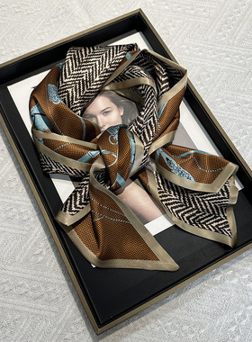 时尚双层长条真丝飘带女春季100%桑蚕丝丝巾围巾围脖洋气小领巾女