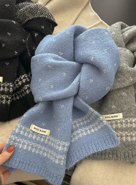 2025新款韩系高级感围巾女秋冬季羊毛混纺百搭学生加厚保暖围脖