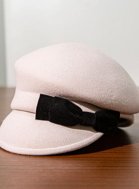 2025秋冬新款羊毛毡帽女英伦复古礼帽子气质贝雷帽画家帽鸭舌帽