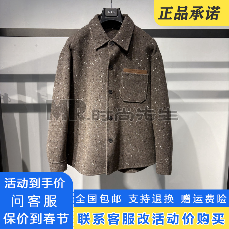 G25X064011004正品GXG男装2025冬短款羊毛呢大衣男外套G25X064011