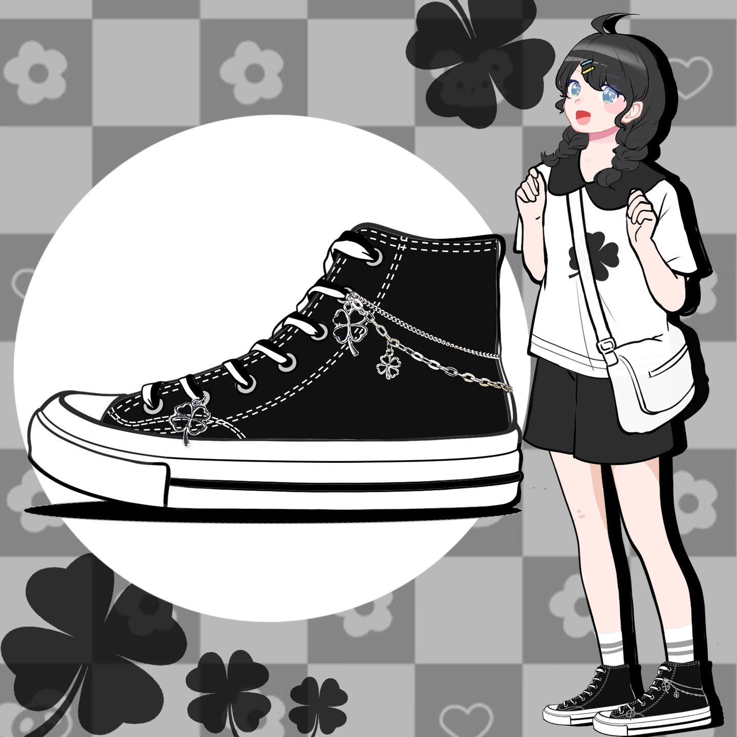 艾米与麦麦少女心小众原宿风帆布鞋女高帮黑色板鞋韩系ins潮鞋子