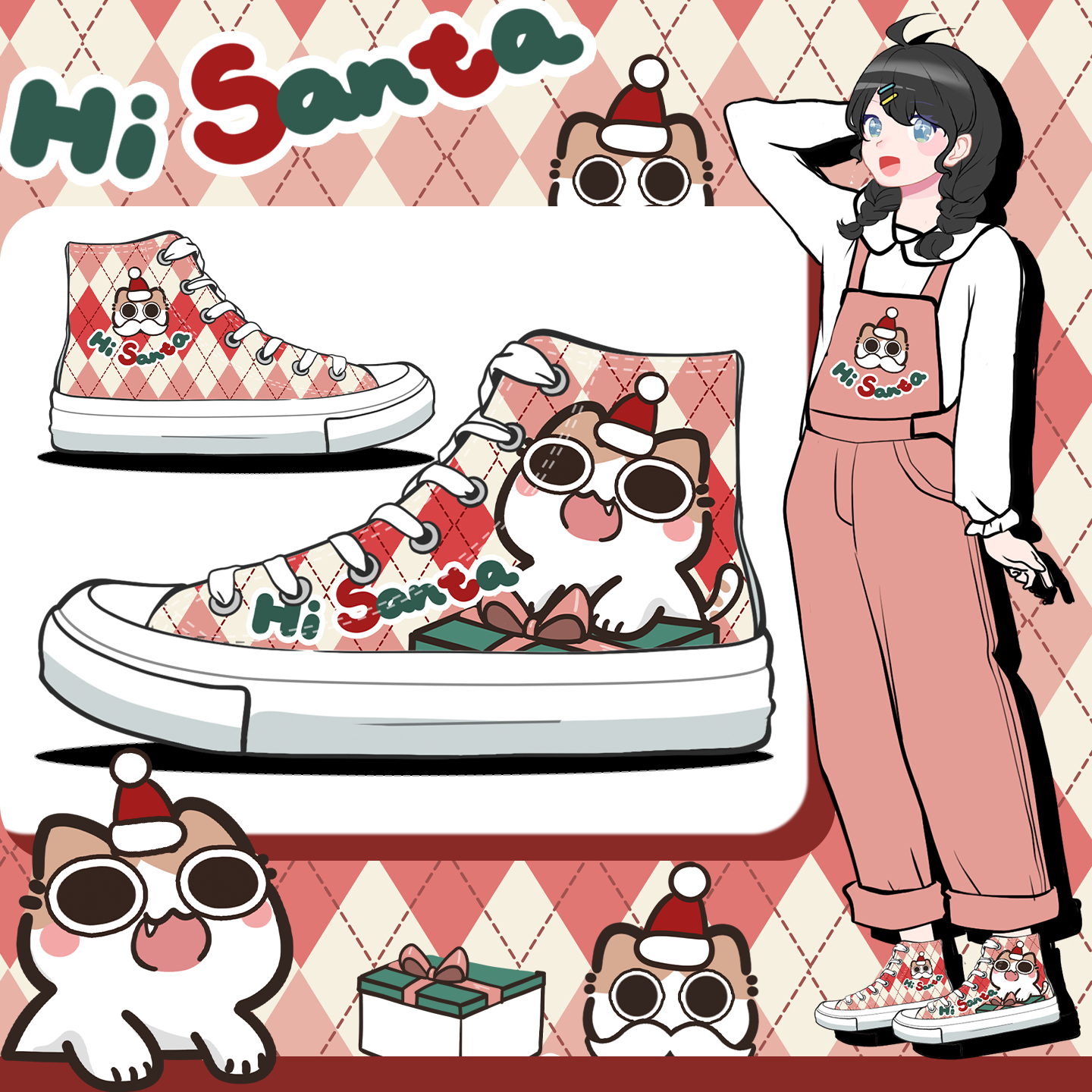 2025圣诞限定高帮帆布鞋