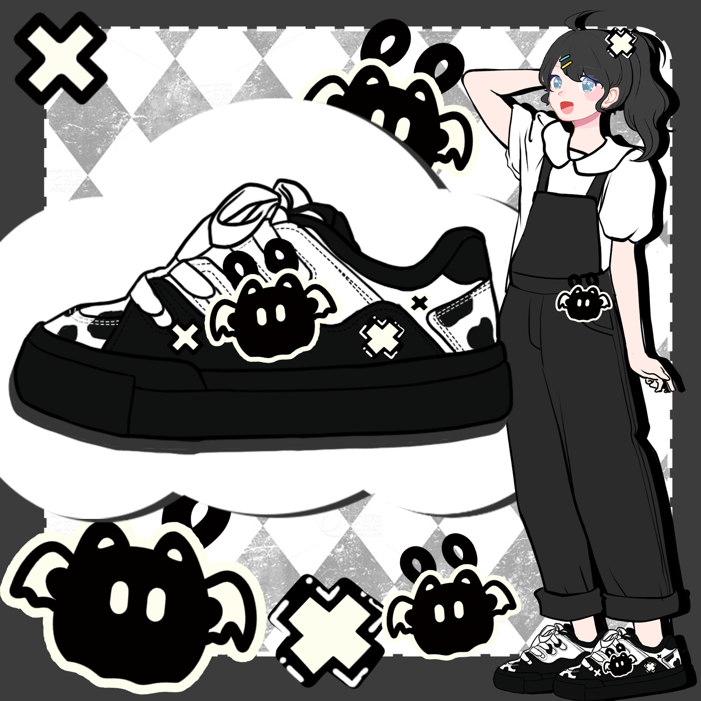 原创设计感小众厚底面包板鞋