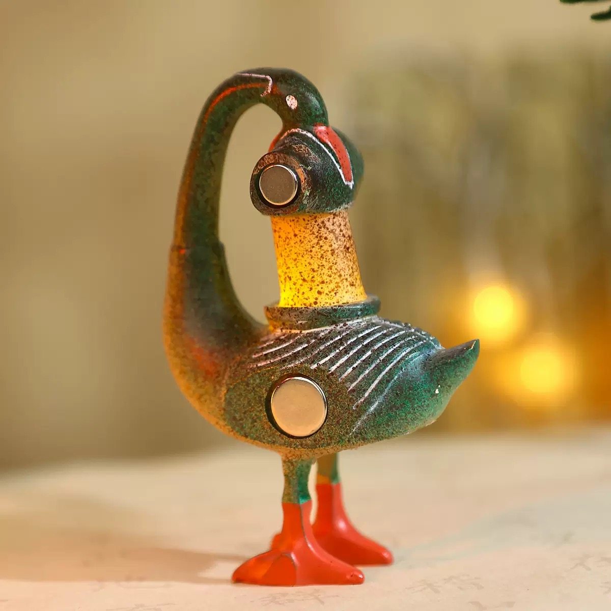 青铜彩绘雁鱼灯发光冰箱贴中国风古典文创礼品西安陕博旅游纪念品