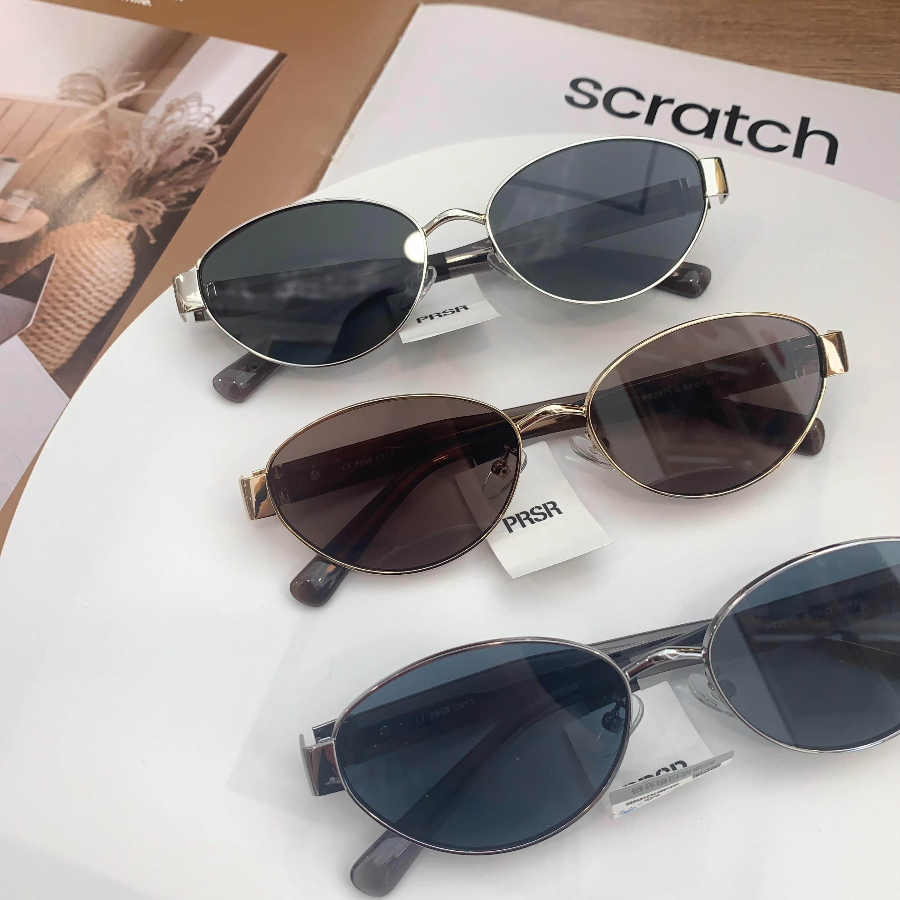 帕莎新款太阳镜男女椭圆形墨镜时尚复古框防紫外线偏光眼镜PS2075