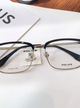 POLICE魄力思警察眼镜框眉毛半框镜架光学男女近视复古潮VPLV80K