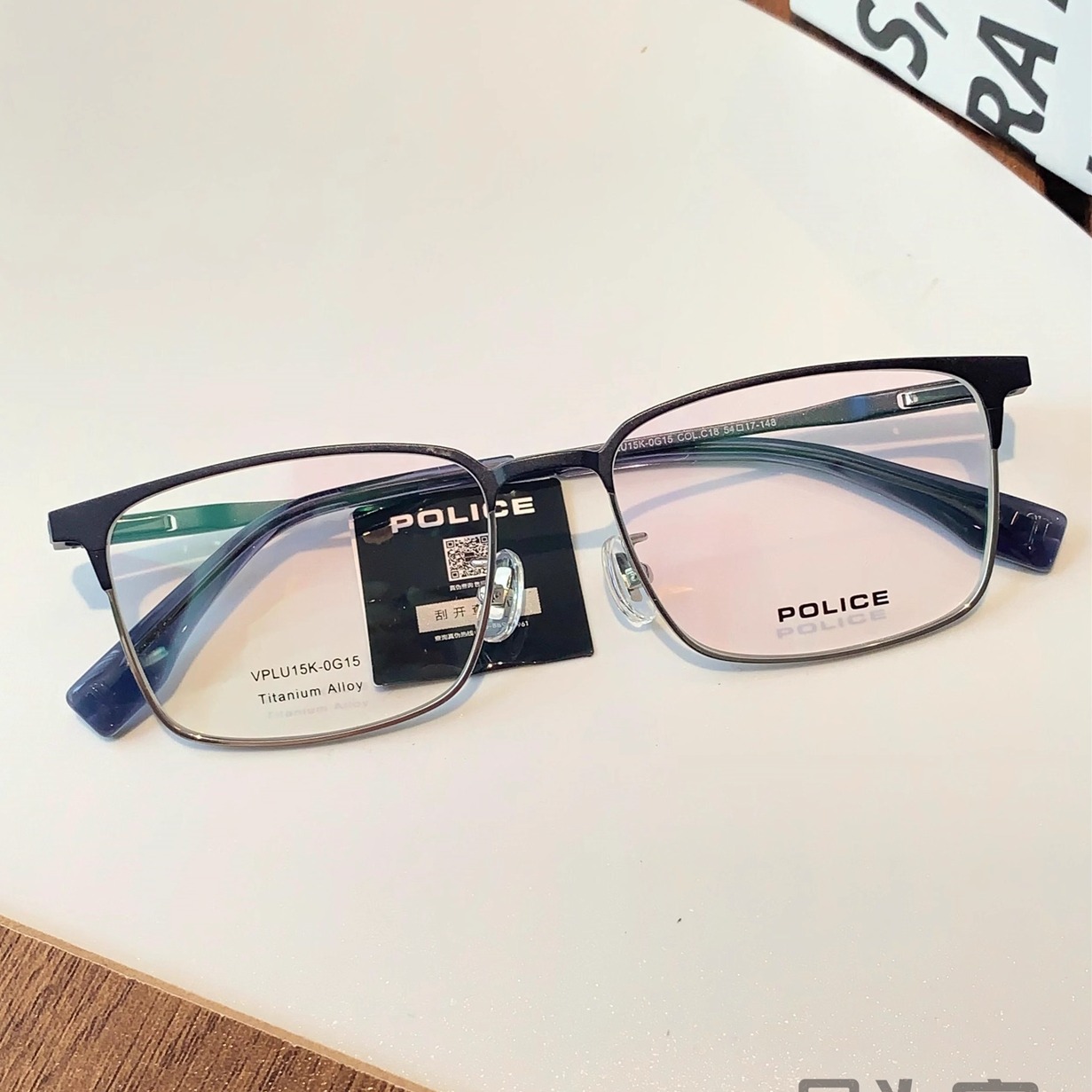 POLICE魄力思警察眼镜框眉毛半框镜架光学男女近视复古钛VPLU15K