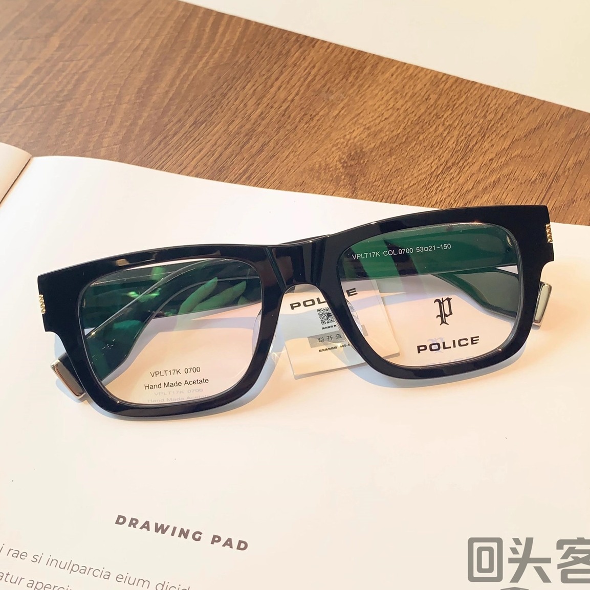 POLICE魄力思警察眼镜框大方框板材镜架光学男女近视复古VPLT17K