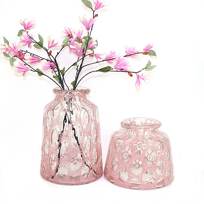 粉色欧式风台面富贵竹竹玻璃花瓶