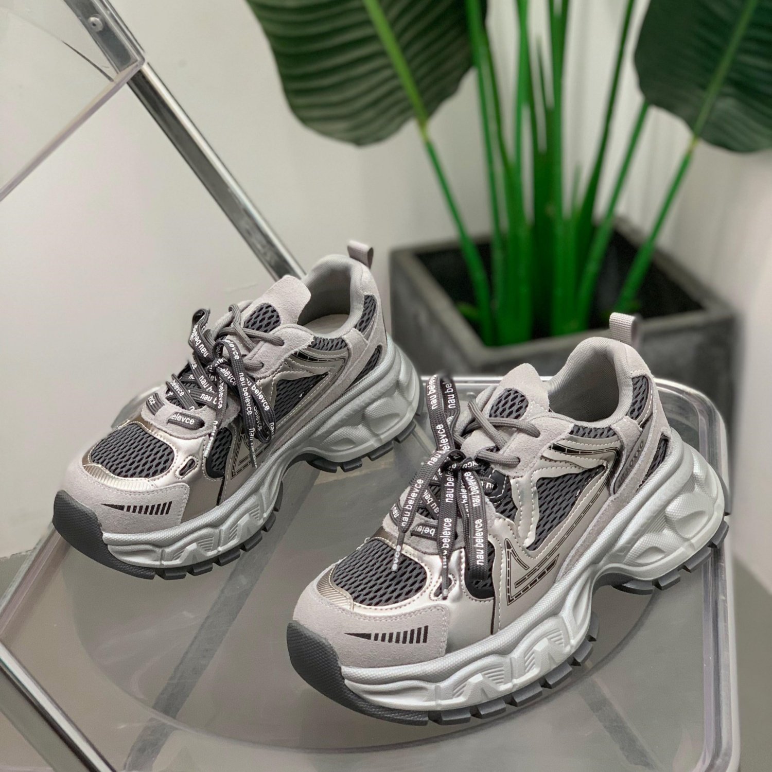 厚底增高老爹鞋女2026年春季新款真皮透气网面运动鞋百搭休闲鞋子,女鞋,时尚休闲鞋,淘宝优惠券,粉丝福利购,淘宝优惠卷