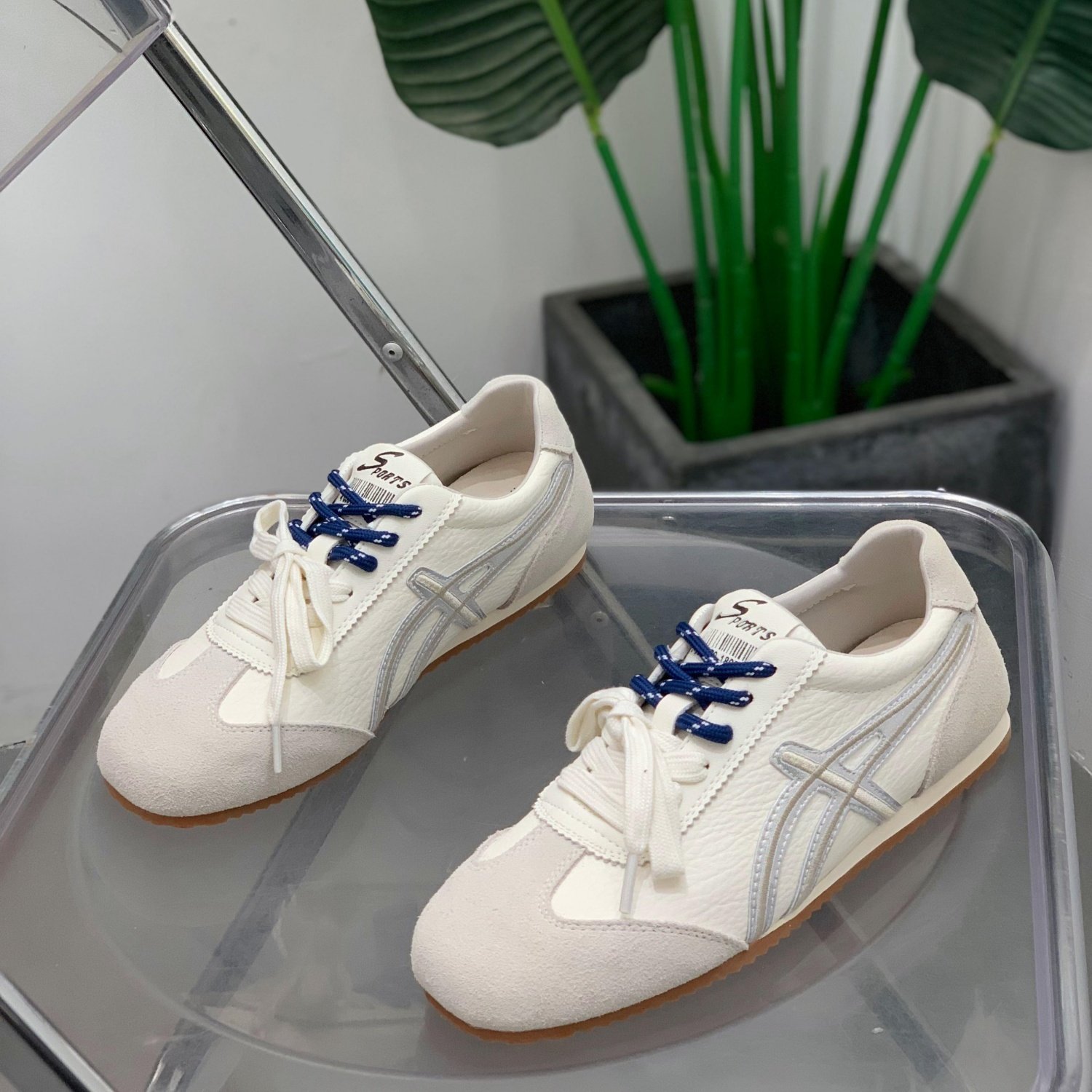 真皮德训鞋女2026年春季新款拼色休闲运动鞋百搭平底透气阿甘鞋子,女鞋,时尚休闲鞋,淘宝优惠券,粉丝福利购,淘宝优惠卷