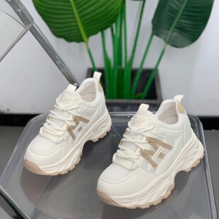 内增高7cm轻便运动显瘦休闲鞋 新款 女2026夏季 厚底网面透气老爹鞋