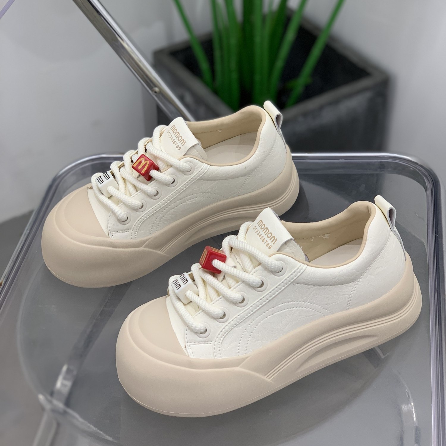 丑萌大头真皮板鞋女2025年春季厚底百搭小白鞋网红休闲拼色运动鞋,女鞋,休闲板鞋,淘宝优惠券,粉丝福利购,淘宝优惠卷