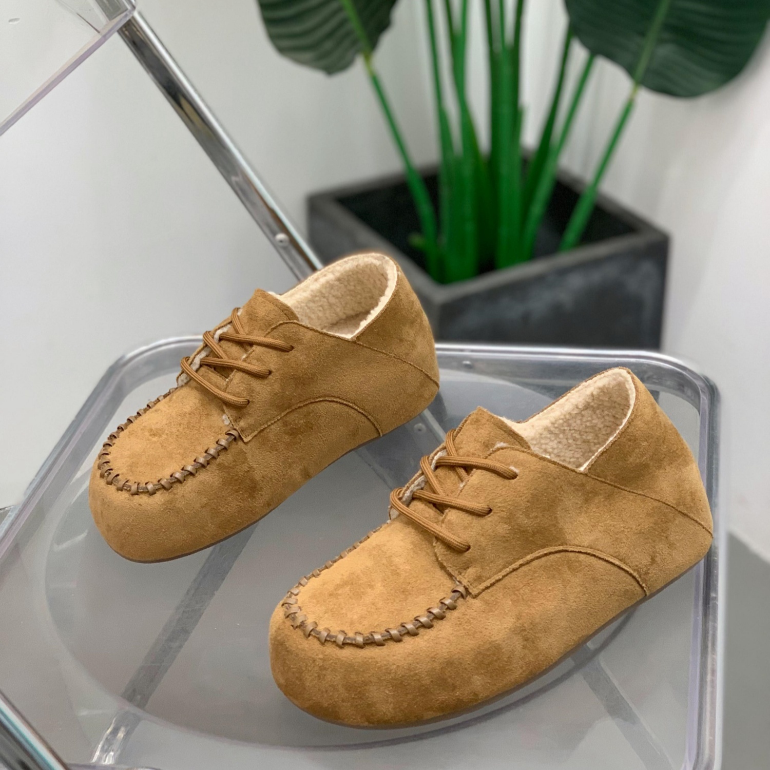 厚底勃肯鞋女系带保暖单鞋