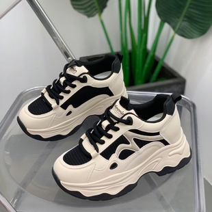 复古真皮老爹鞋女2026年春季轻便厚底内增高休闲鞋透气百搭运动鞋