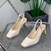 方头粗跟一字带时尚 百搭配裙子增高浅口单鞋 凉鞋 女2026春夏新款