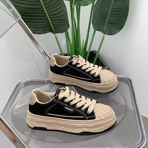 真皮板鞋女休闲厚底百搭显瘦款