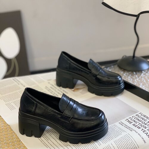 厚底小个子增高乐福鞋女百搭