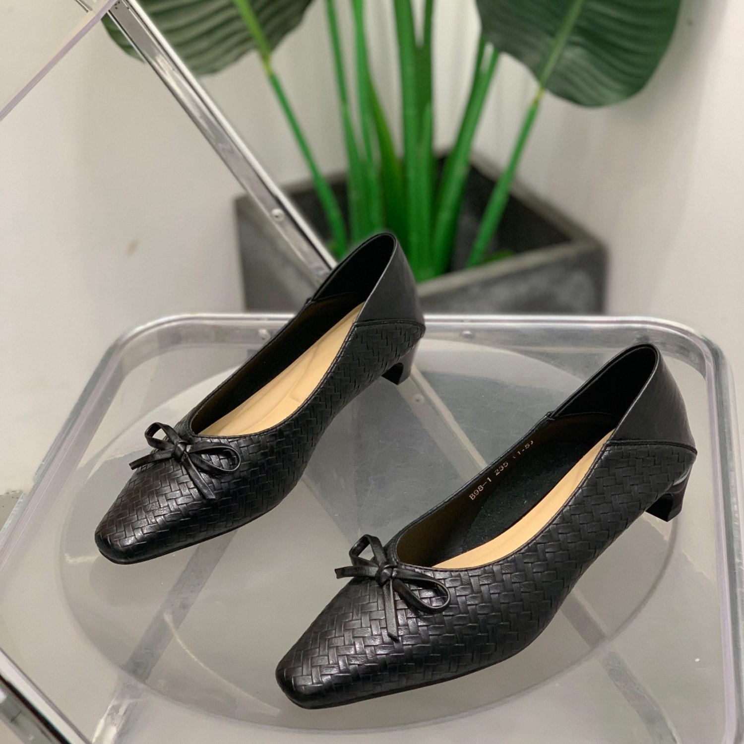 复古编织蝴蝶结单鞋女2026年春季浅口工作鞋粗跟一脚蹬气质奶奶鞋,女鞋,浅口单鞋,淘宝优惠券,粉丝福利购,淘宝优惠卷