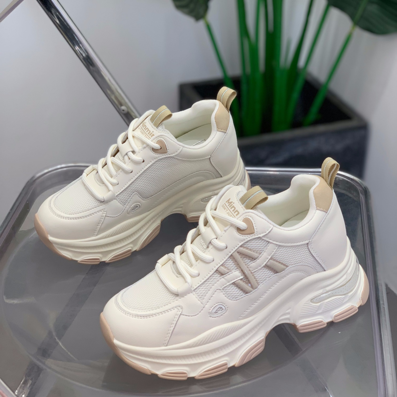 复古内增高真皮老爹鞋女百搭显瘦