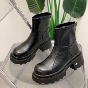 韩版洋气切尔西短靴女2025年秋季新款复古气质显瘦小个子粗跟短靴