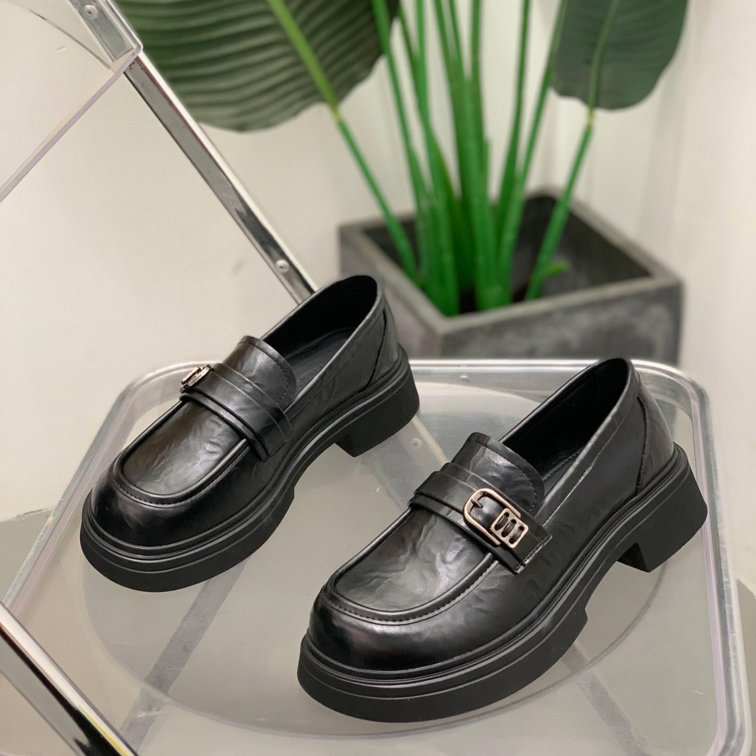 英伦风黑色小皮鞋女2026年春季新款一脚蹬乐福鞋百搭时尚休闲单鞋,女鞋,乐福鞋（豆豆鞋）,淘宝优惠券,粉丝福利购,淘宝优惠卷