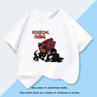 Roblox doors游戏周边儿童短袖T恤男女童纯棉半袖上衣夏装衣服