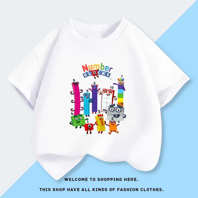 数字积木周边短袖T恤男女童套装