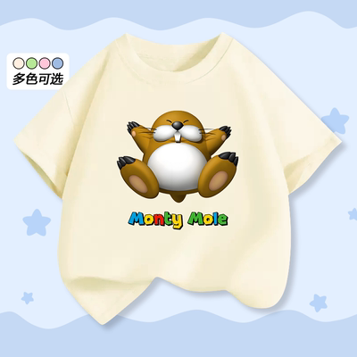 马里奥兄弟montymole鼹鼠短袖T